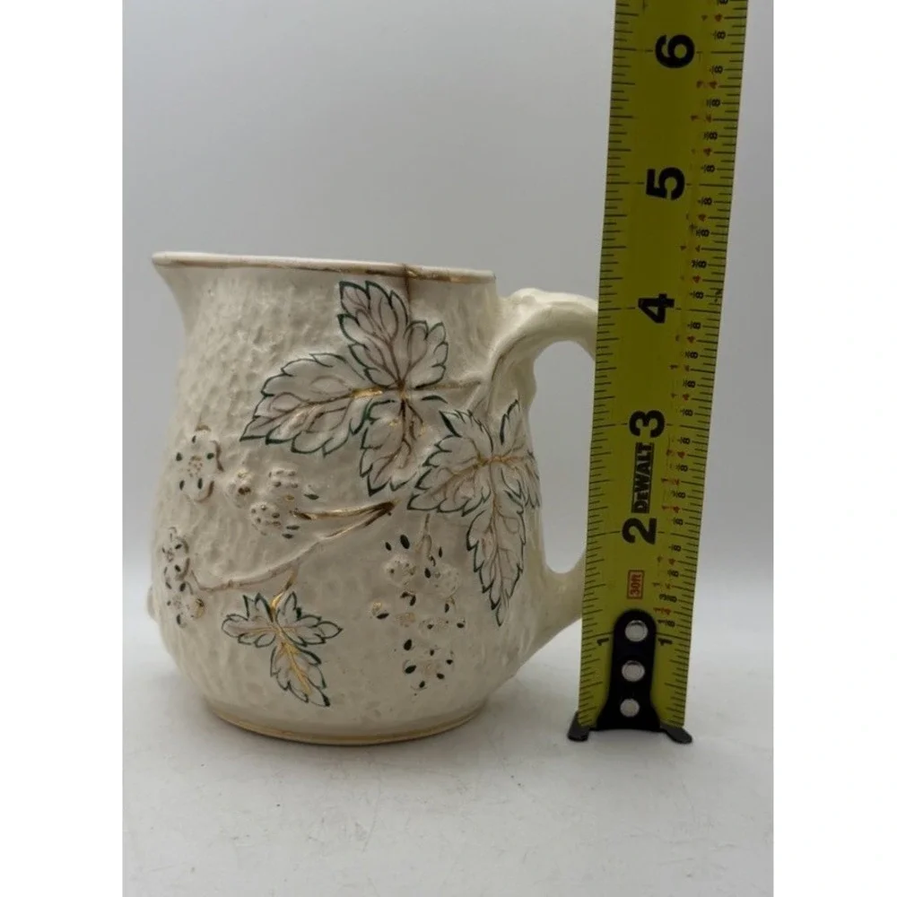 Antique Avalon Faience Blackberry White Majolica Pitcher Chesapeake Pottery